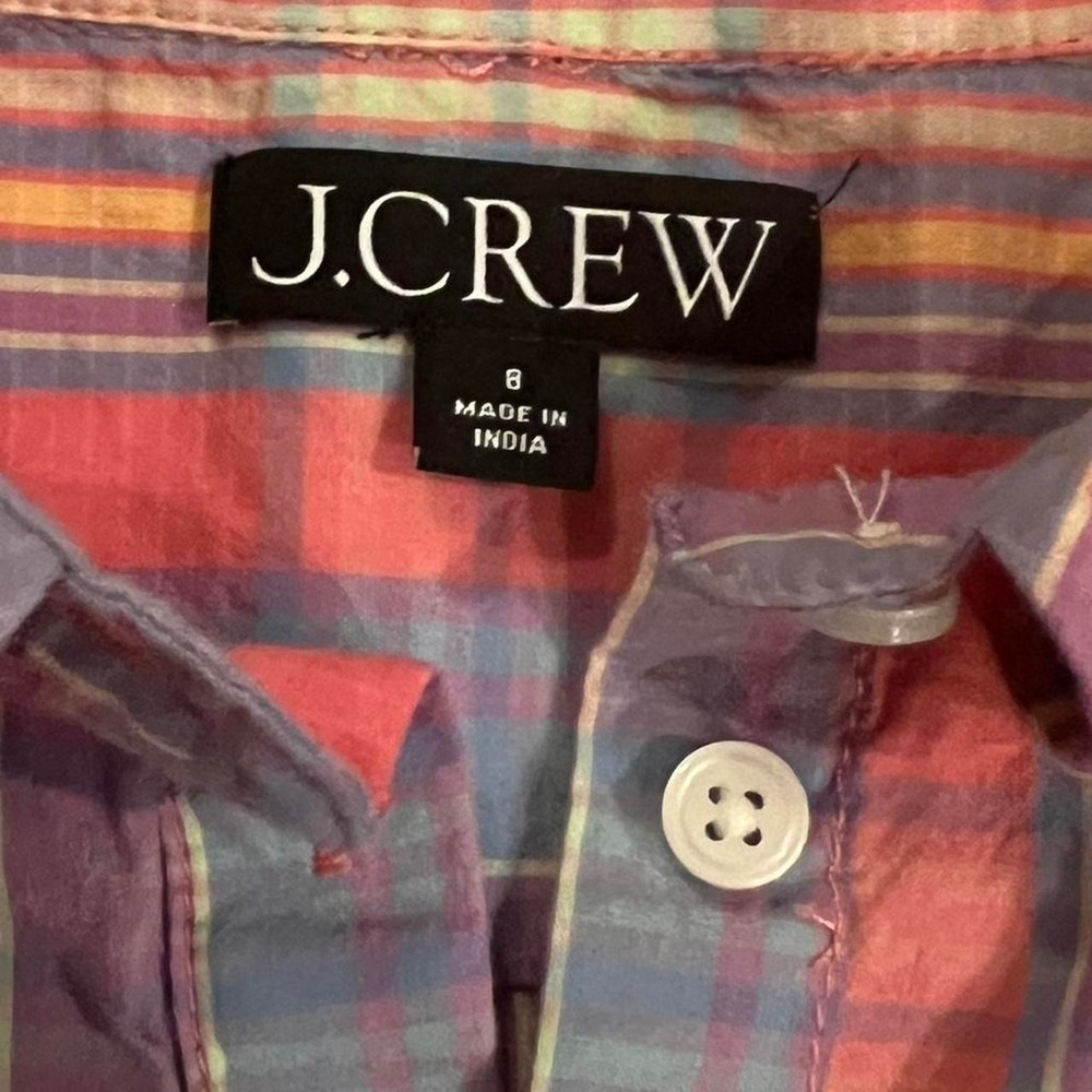 Re-imagined by J.Crew Plaid Button Down Shirt Cotton and Modal Women's Size 8 - Picture 3 of 8